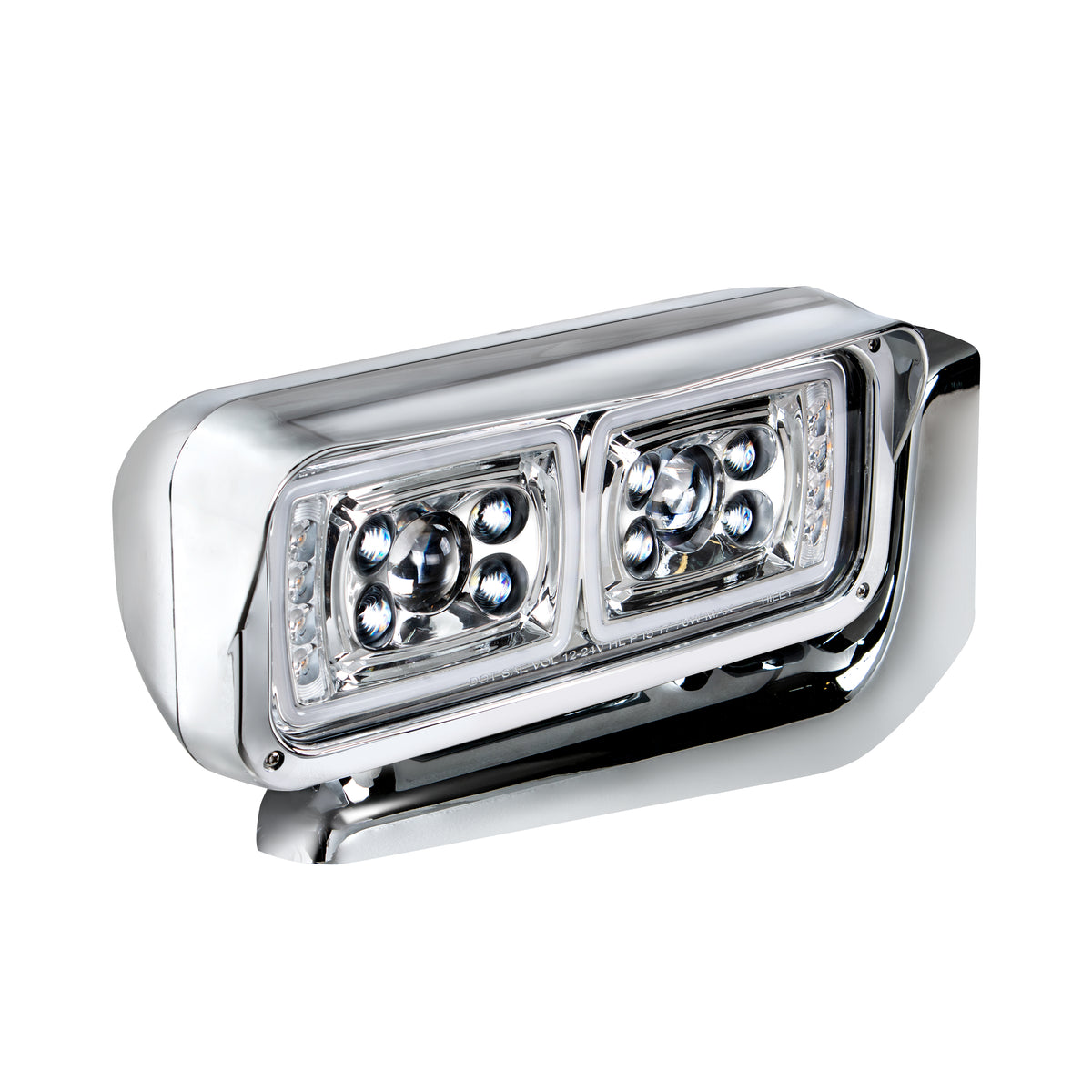 10 High Power LED "Chrome" Projection Headlight Assembly With Mounting Arm - Passenger Side
