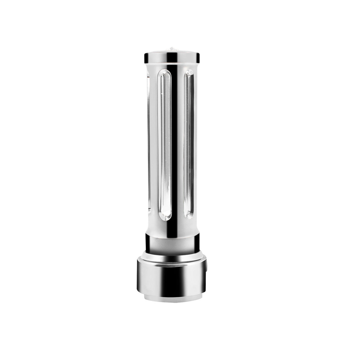 Thread-On Chrome Sonoma Style Gearshift Knob With LED 13/15/18 Speed Adapter-Clear Crystal/White LED