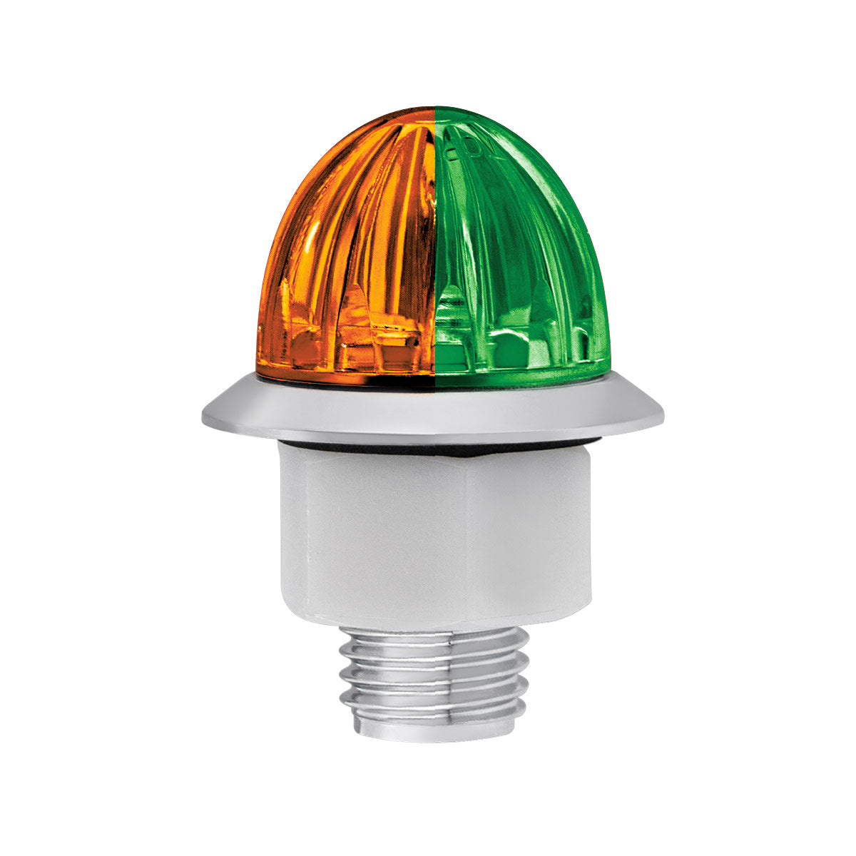 4 LED 1-1/8" Watermelon Double Fury Light With Clear Lens (Clearance/Marker) - Amber & Green LED