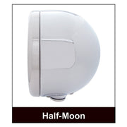 Stainless Steel Classic Half Moon Headlight Crystal H4 Bulb & LED Turn Signal - Clear Lens