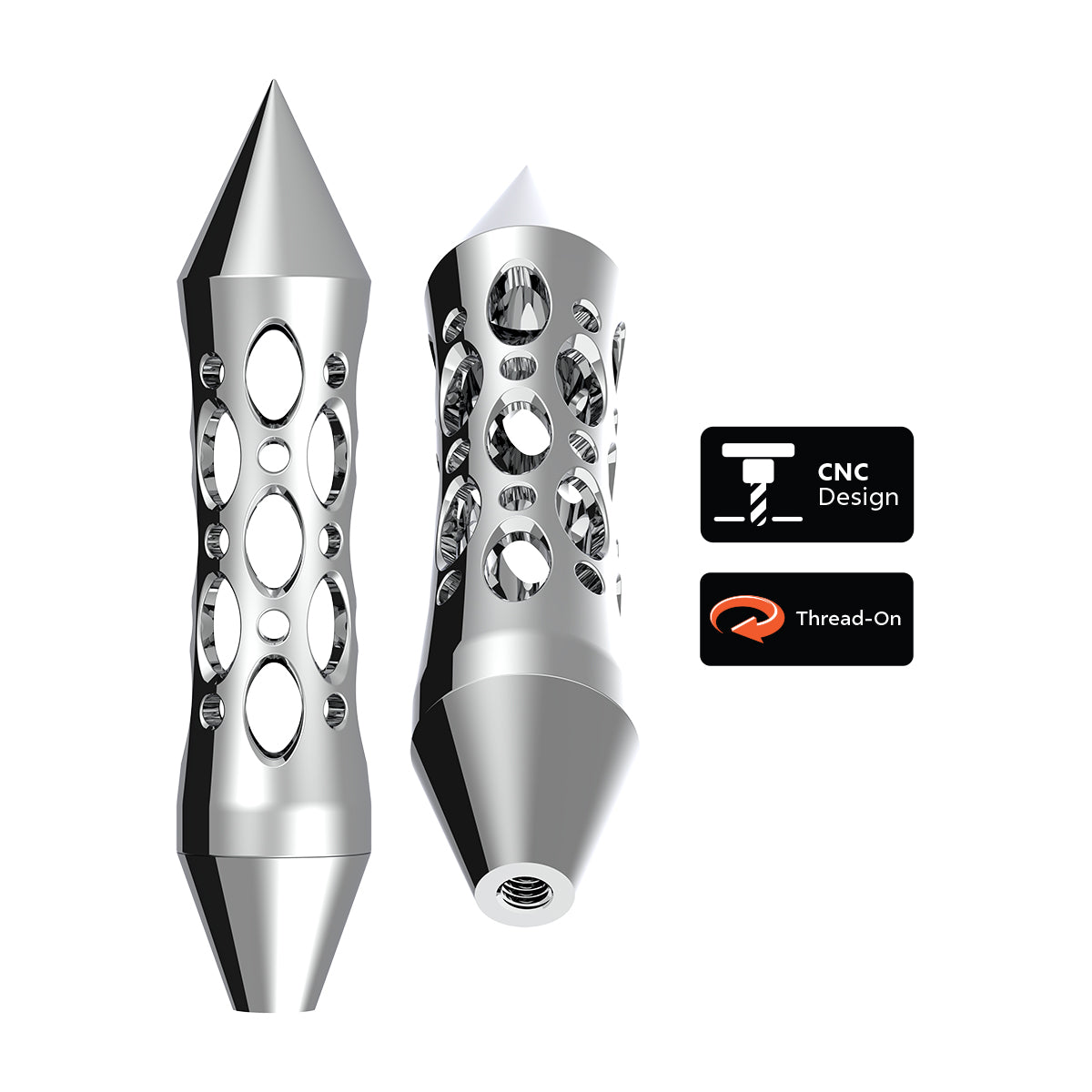 Daytona Style Spike Grip Handle With Beer Tap Adapter - Chrome
