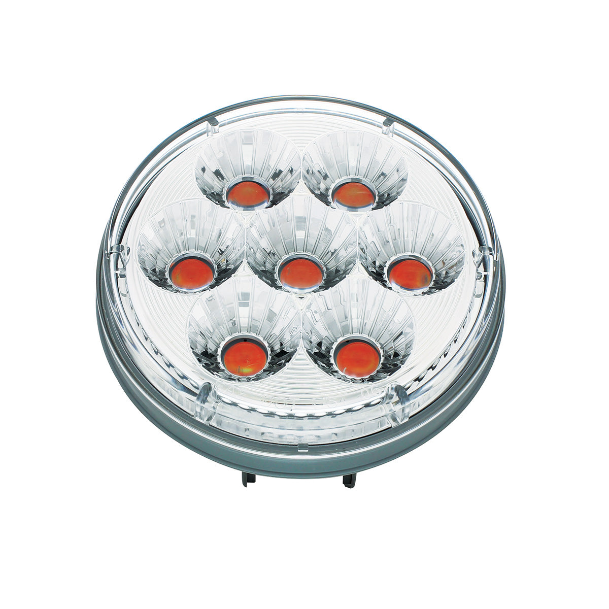 14 LED 4" Round Double Fury Light (Turn Signal) - Amber & Blue LED/Clear Lens