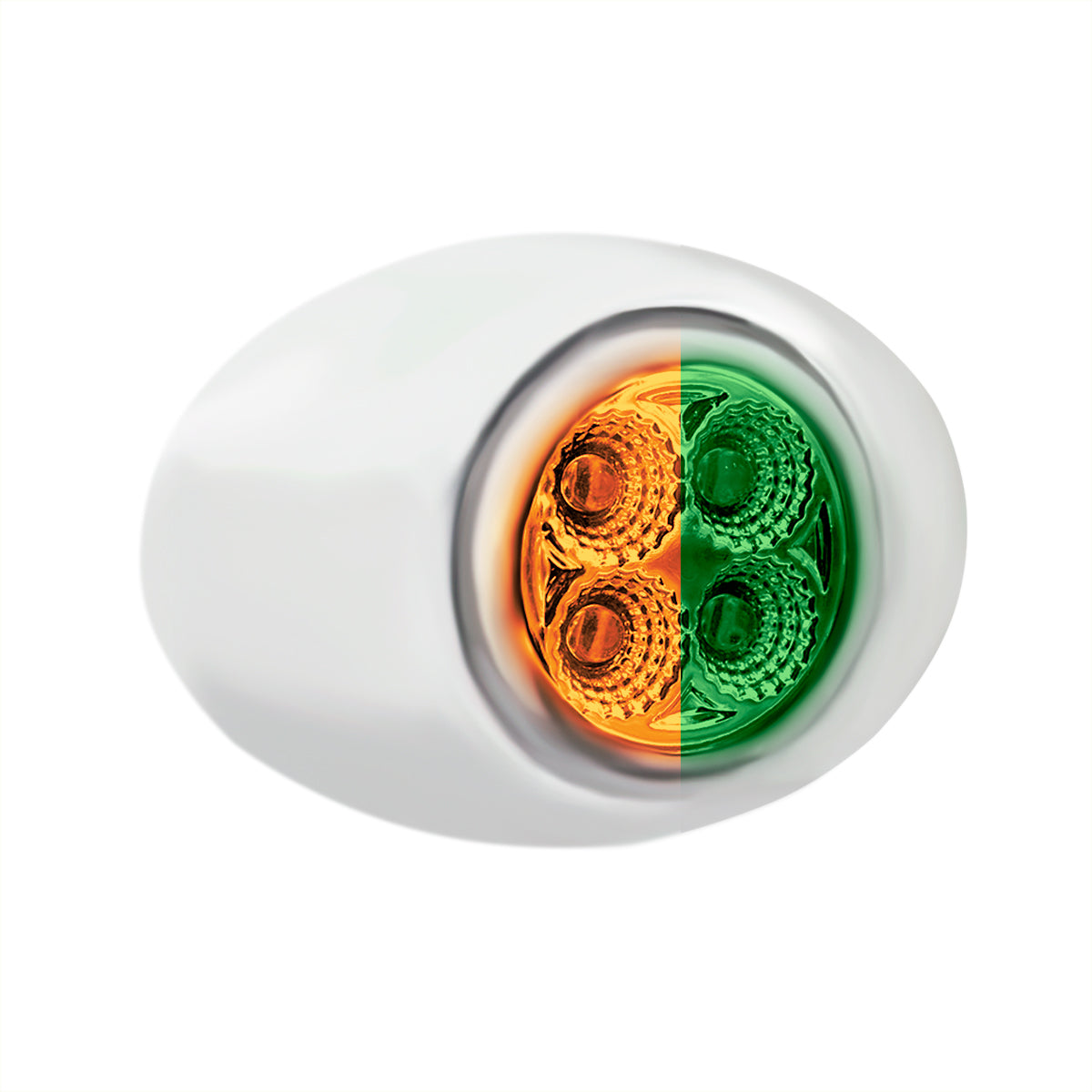 4 LED Double Fury Light (Clearance/Marker)-Amber & Green LED/Clear Lens