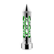 Brooklyn Style Spike Gearshift Knob With LED 9/10 Speed Adapter - Chrome/Green LED