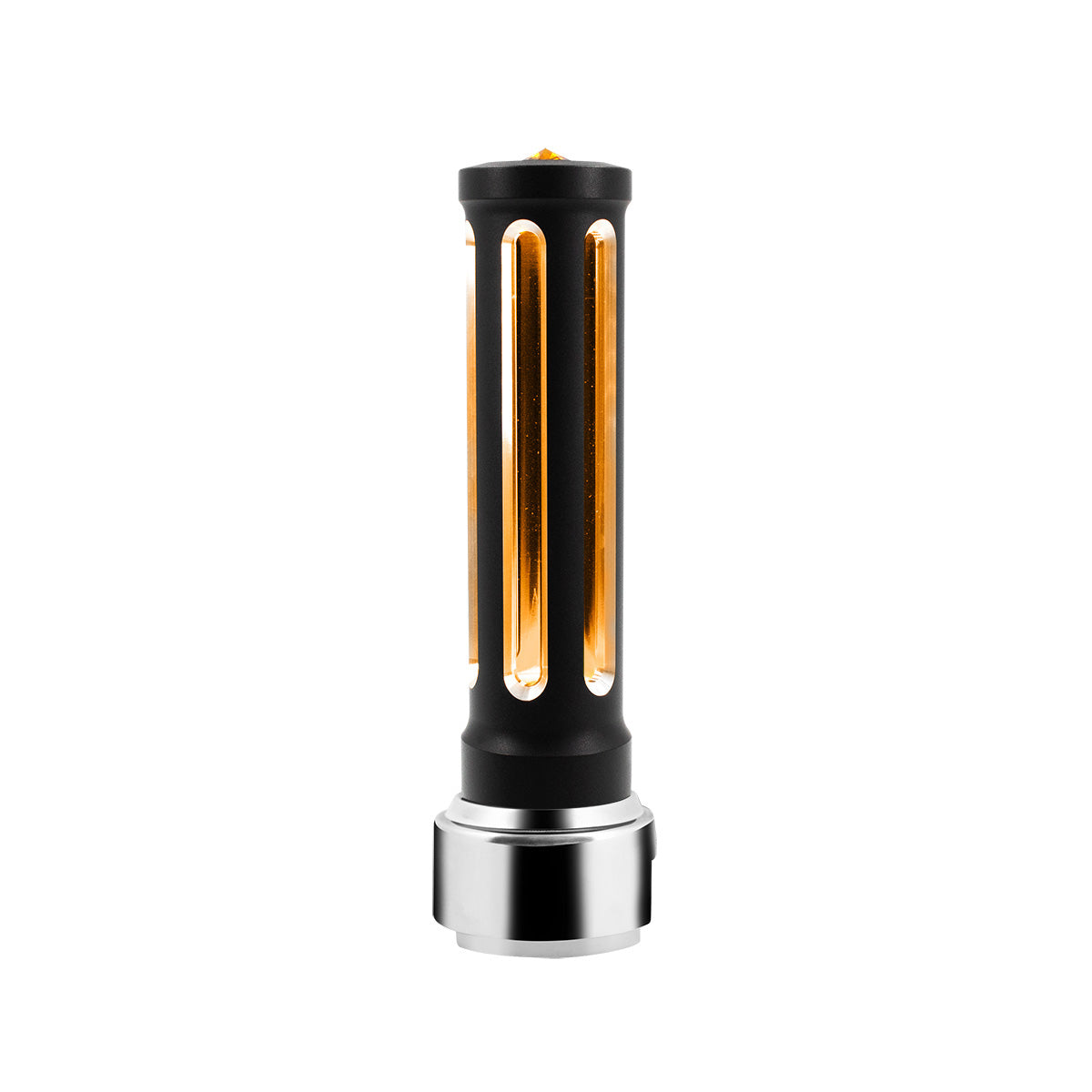 Thread-On Matte Black Sonoma Style Gearshift Knob With LED 13/15/18 Speed Adapter-Amber Crystal/Amber LED