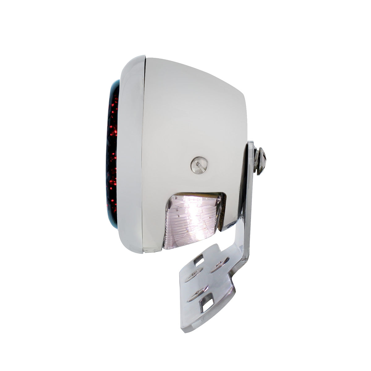 Chrome Motorcycle Rear Fender LP Bracket With 1933-36 Ford Style LED Tail Light
