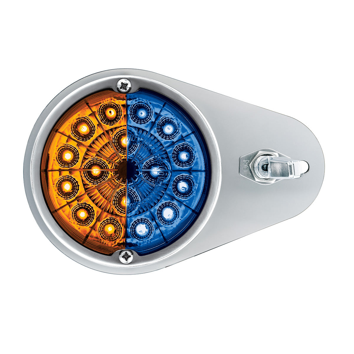 304 SS Above Door Dome Light Kit W/ 17 LED Double Fury Watermelon For 1994-2025 KW W900-Amber & Blue LED