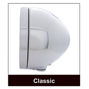 Stainless Steel Bullet Classic Headlight H4 Bulb & LED Turn Signal - Clear Lens