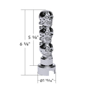 Thread-On 3-Skull Gearshift Knob With Adapter For Eaton-Fuller 13/15/18 Speed Shifter- Chrome