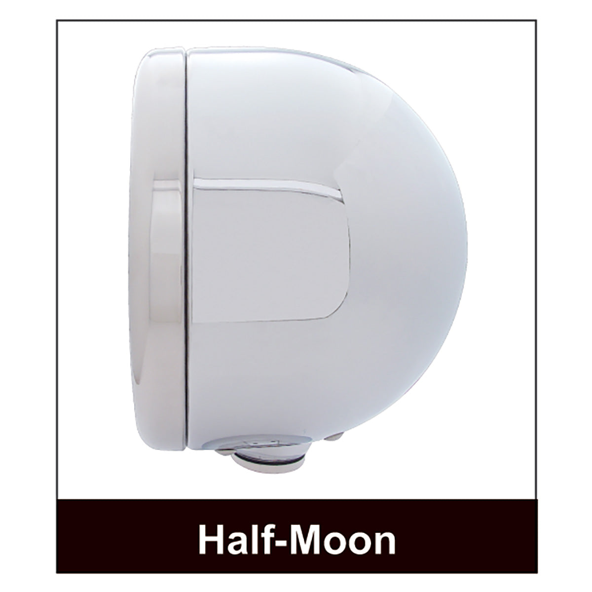 Stainless Steel Classic Half Moon Headlight Crystal H4 Bulb & LED Turn Signal - Amber Lens