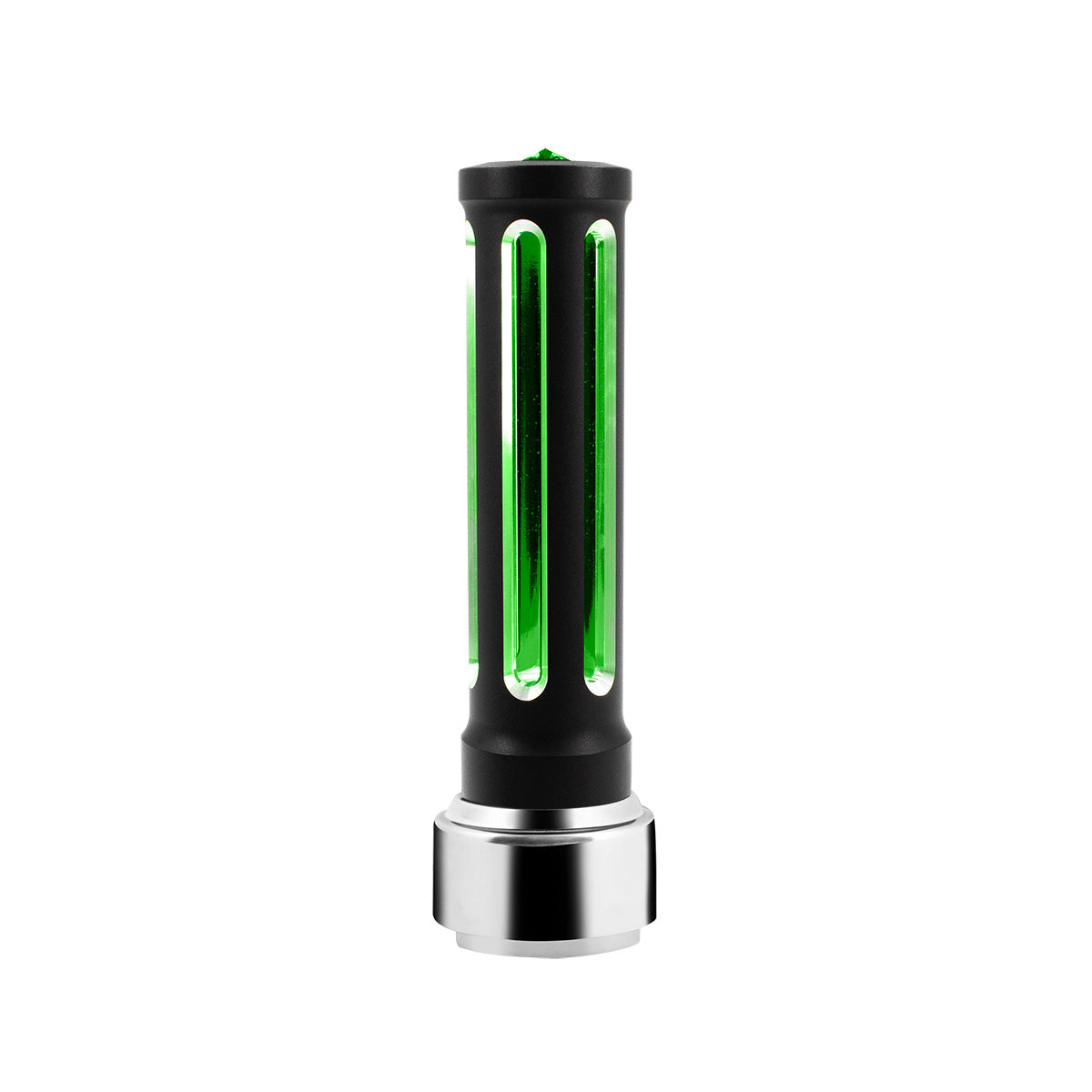 Thread-On Matte Black Sonoma Style Gearshift Knob With LED 9/10 Speed Adapter-Dark Green Crystal/Green LED