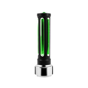 Thread-On Matte Black Sonoma Style Gearshift Knob With LED 9/10 Speed Adapter-Dark Green Crystal/Green LED
