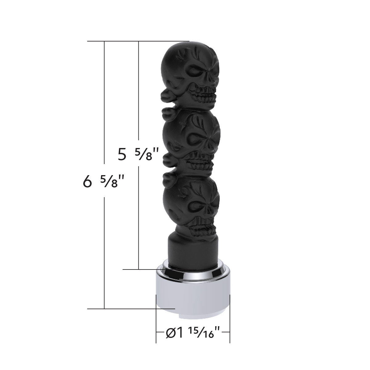 Thread-On 3-Skulls Gearshift Knob With Adapter For Eaton-Fuller 9/10 Speed Shifter-Matte Black