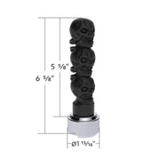 Thread-On 3-Skulls Gearshift Knob With Adapter For Eaton-Fuller 9/10 Speed Shifter-Matte Black