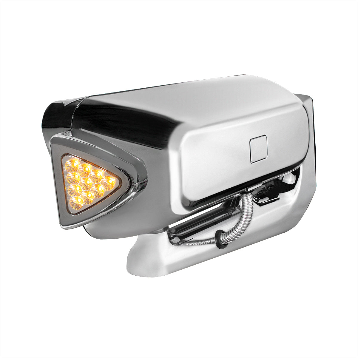High Power LED Chrome Projection Headlight Assembly With Mounting Arm & Turn Signal - Driver