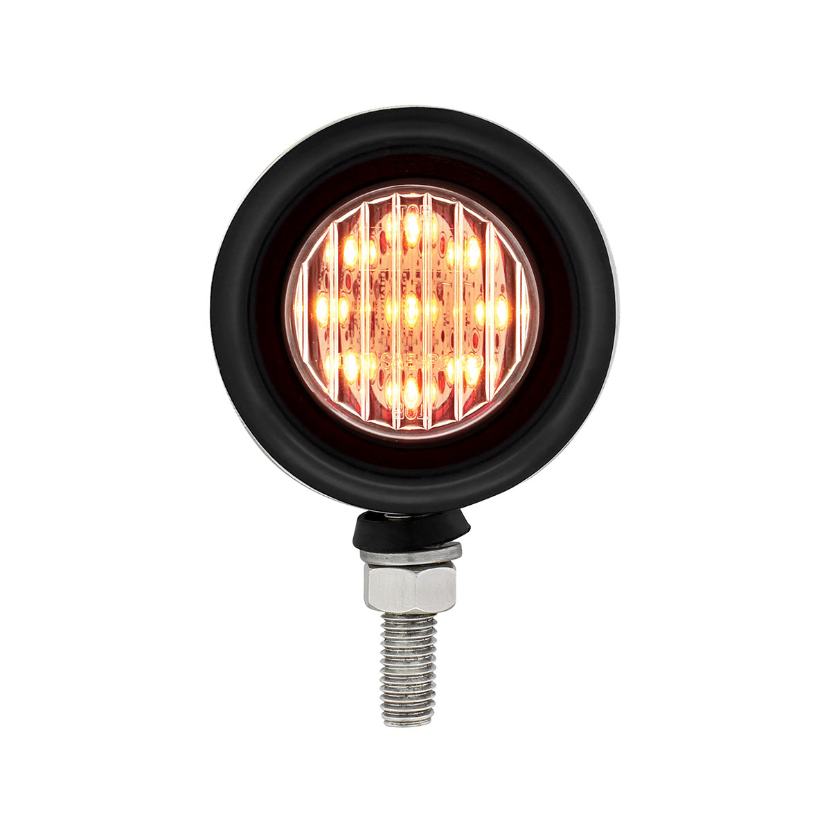 SS 2" Double Face Light With 9 LED 2" Lights & Grommets - Amber & Red LED/Clear Lens