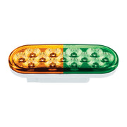 13 LED 6" Oval Double Fury Light (Turn Signal)-Amber & Green LED/Clear Lens