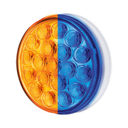 19 LED 4" Round Double Fury Light (Turn Signal) - Amber & Blue LED/Clear Lens