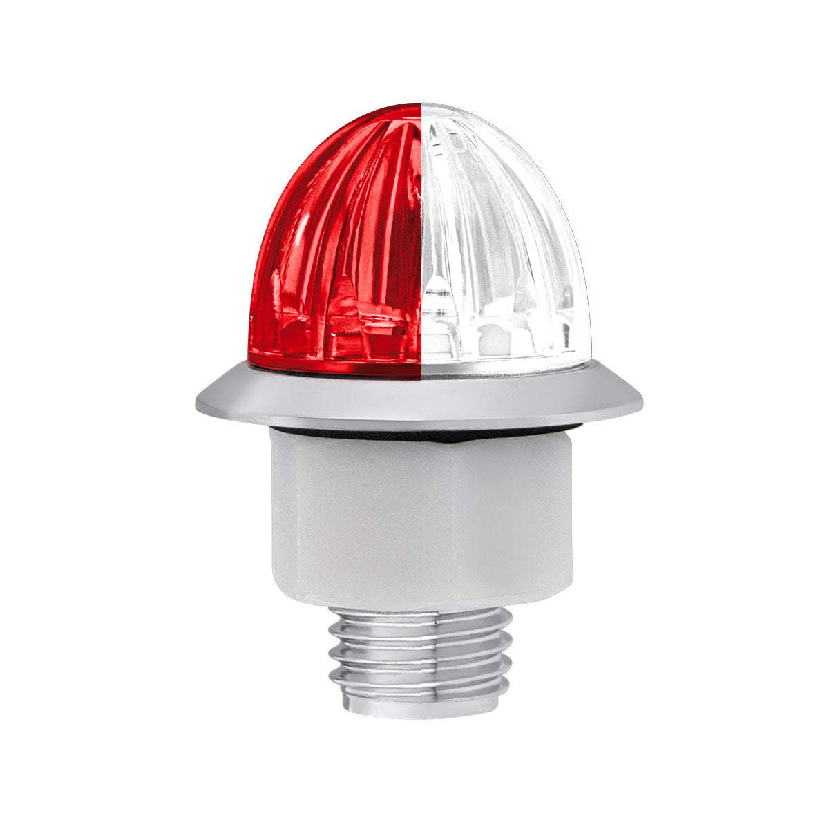 4 LED 1-1/8" Watermelon Double Fury Light With Clear Lens (Clearance/Marker) - Red & White LED