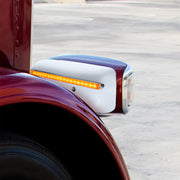 19 LED Rear Headlight Housing Cover For 2008-2023 Peterbilt 389 (Passenger)-Amber LED/Lens
