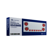 SS Rear CP With 4X 7 LED 4" Reflector Lights & 6X 9 LED 2" Lights & Visors (No LP Holes)-Red LED/Clear Lens
