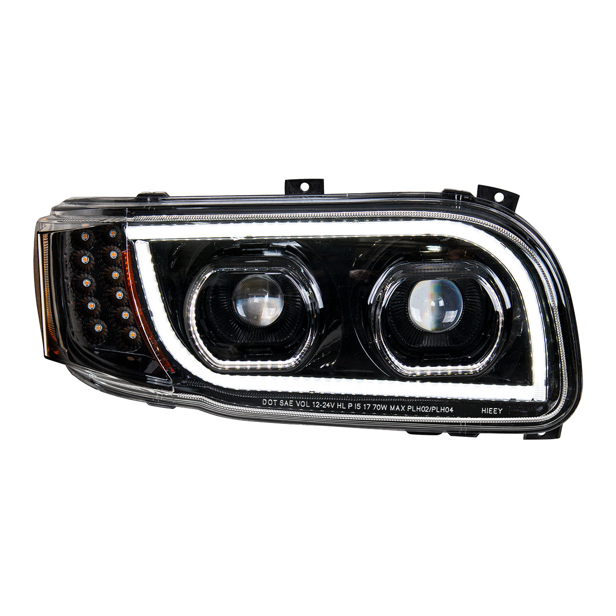High Power LED "Blackout" Headlight With 16 LED Turn & 57 LED Bar For 2008-2024 Peterbilt 389- Passenger