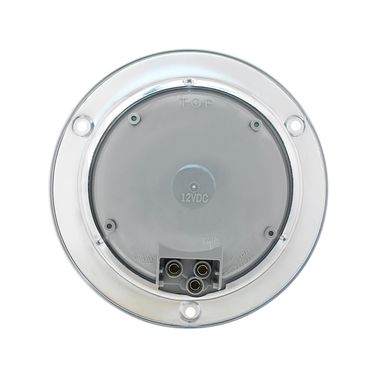 7 LED 4" Round SS Flange Light (Stop, Turn & Tail) - Red LED/Clear Lens