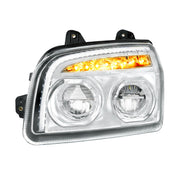 High Power LED Chrome Headlight With LED Turn Signal & Light Bar For 2015-2025 Kenworth T880-Driver