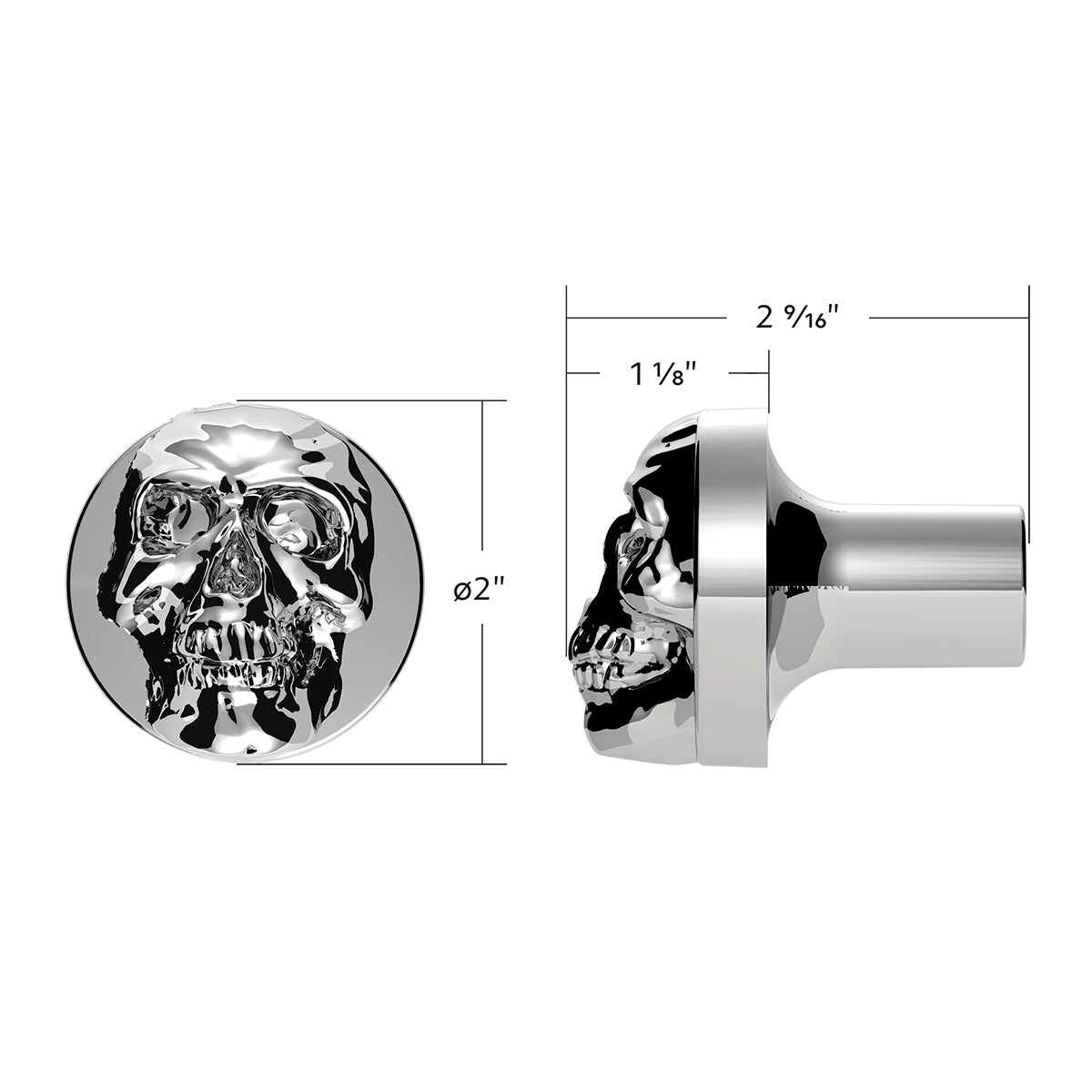 Skull Air Valve Knob - Chrome