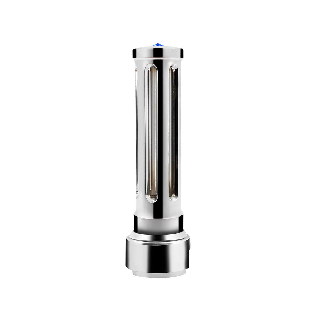 Thread-On Chrome Sonoma Style Gearshift Knob With LED 13/15/18 Speed Adapter-Blue Crystal/Blue LED