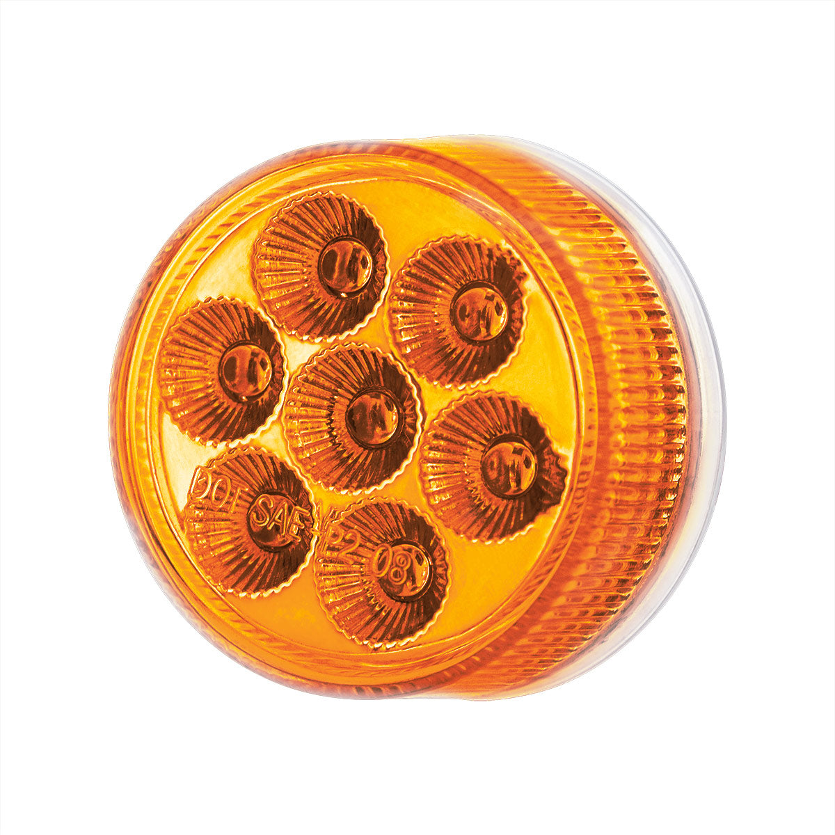 7 LED 2" Round Double Fury Light (Clearance/Marker) - Amber & Blue LED/Clear Lens