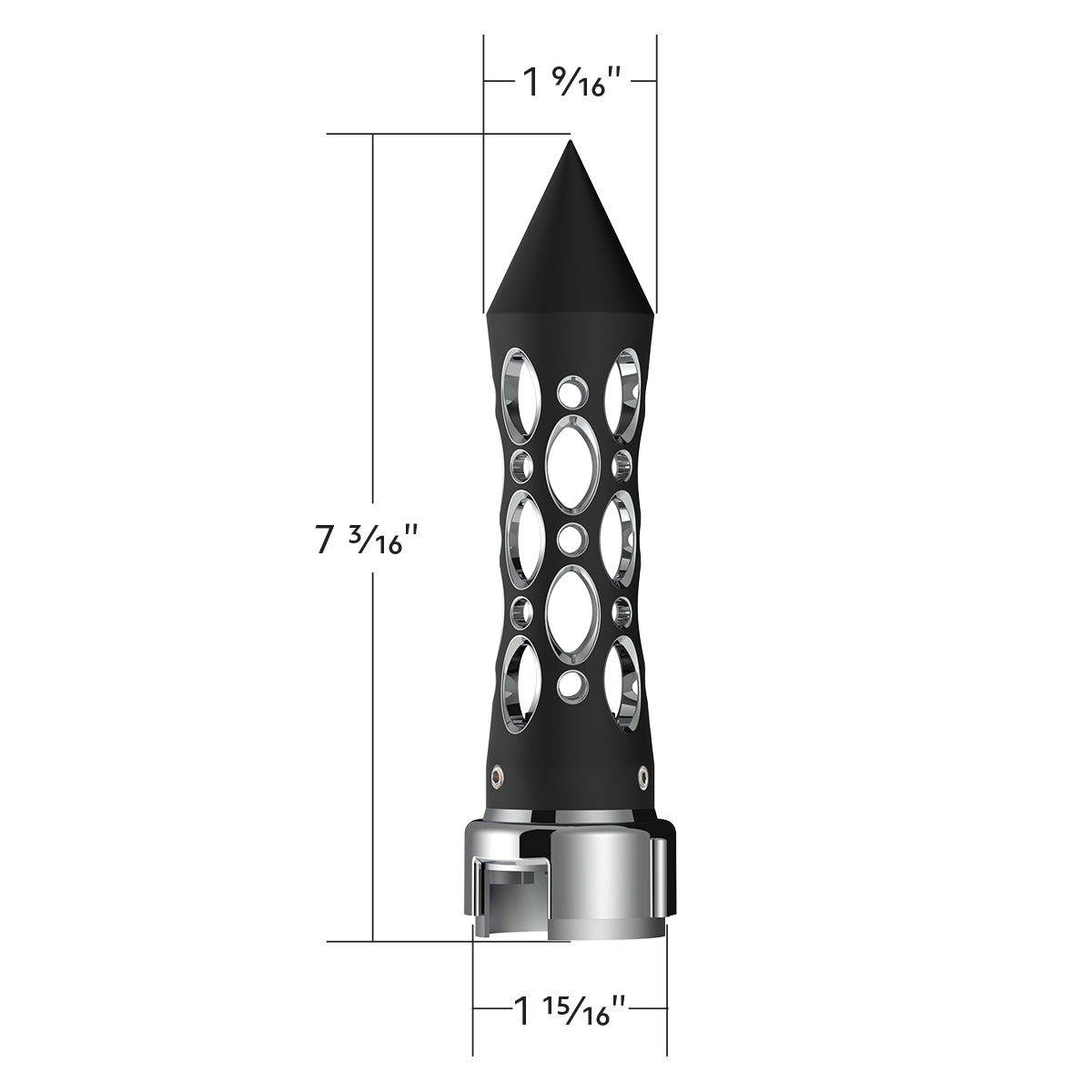 Thread-On Daytona Style Spike Gearshift Knob With LED 13/15/18 Speed Adapter - Black/White LED