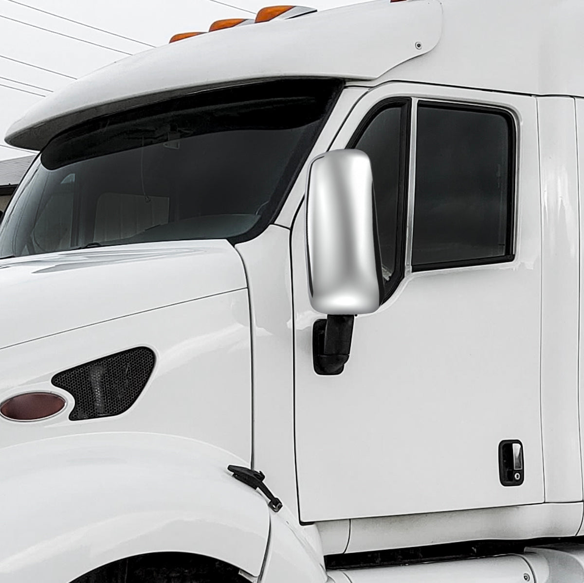 Chrome Mirror Cover For PB 387 (2000-2011), 587 (2012-2018), & KW T700 (2010-2016) - Driver