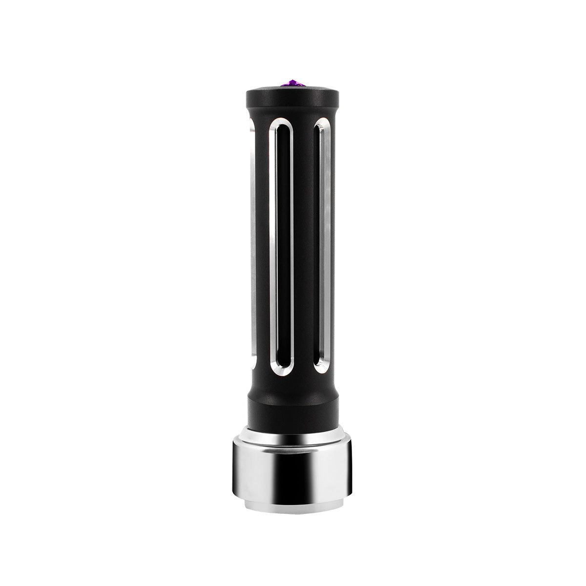 Thread-On Matte Black Sonoma Style Gearshift Knob With LED 9/10 Speed Adapter-Purple Crystal/Purple LED