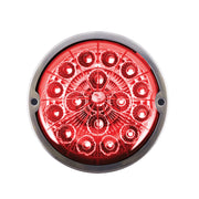 17 LED Watermelon Double Fury Light Flush Mount Kit With Low Profile SS Bezel - Red & White LED/Clear Lens