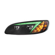 Black LED Headlight With Color Changing Position Light Bar For Peterbilt 386 (2005-2015) & 387 (1999-2010) - Driver