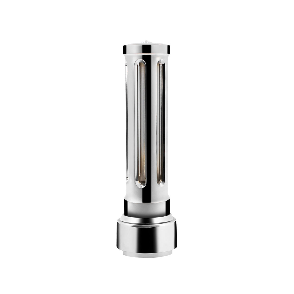 Thread-On Chrome Sonoma Style Gearshift Knob With LED 9/10 Speed Adapter-Clear Crystal/White LED