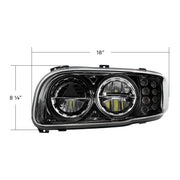 High Power LED Blackout Headlight With 8 LED Turn & 4 LED Position Light For 2008-2024 Peterbilt 389-Driver
