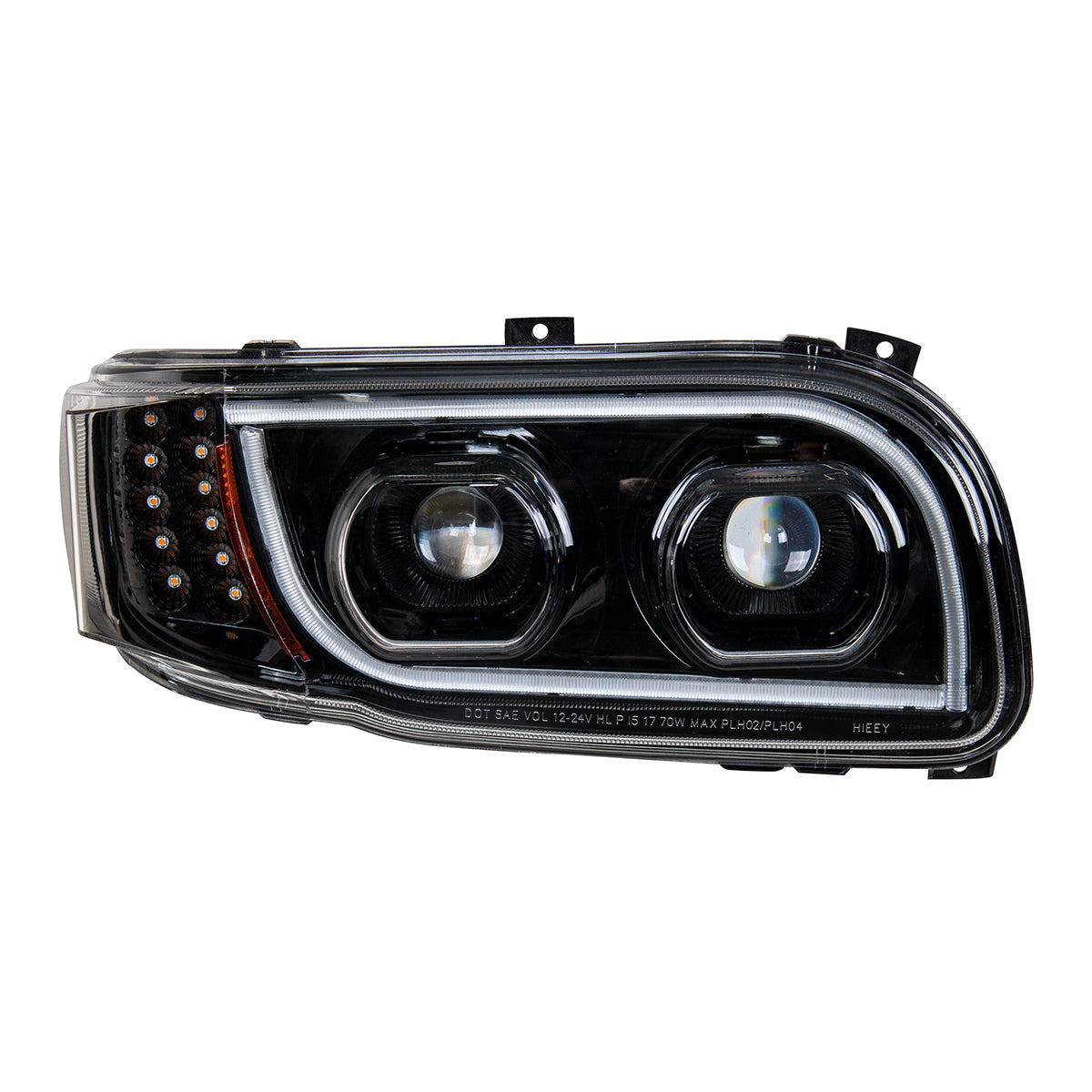 High Power LED "Blackout" Headlight With 16 LED Turn & 57 LED Bar For 2008-2024 Peterbilt 389- Passenger