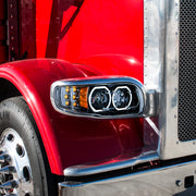 High Power 10 LED Blackout Headlight With 6 LED Turn & 100 LED Halo For 2008-2024 Peterbilt 389- Passenger