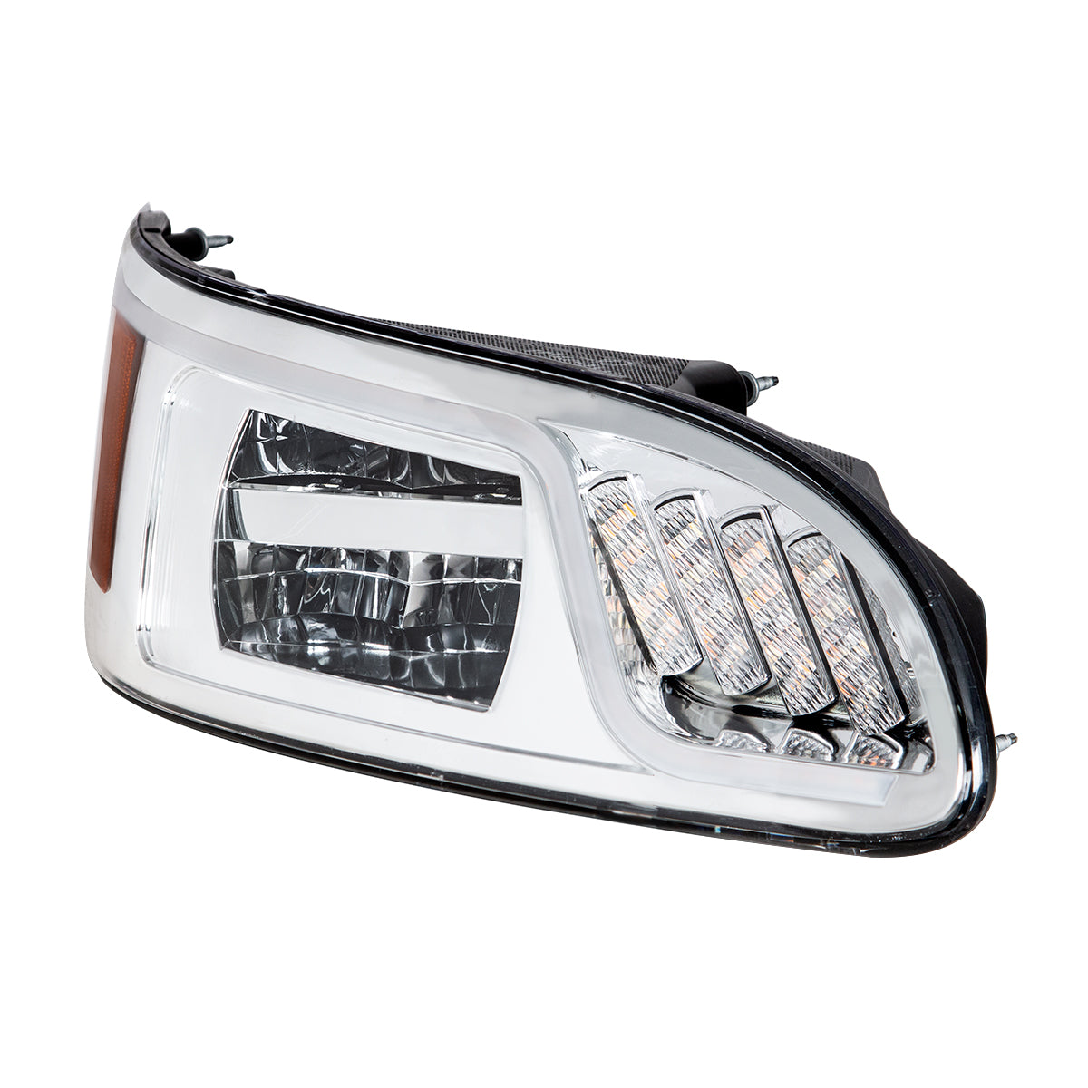 Chrome LED Headlight With LED Turn, Position, & DRL For Peterbilt 386(2005-2015) & 387(1999-2010)- Passenger