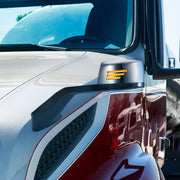 Chrome Hood Mirror Assembly With Sequential LED Turn Signal For 2018-2024 Volvo VNL - Driver