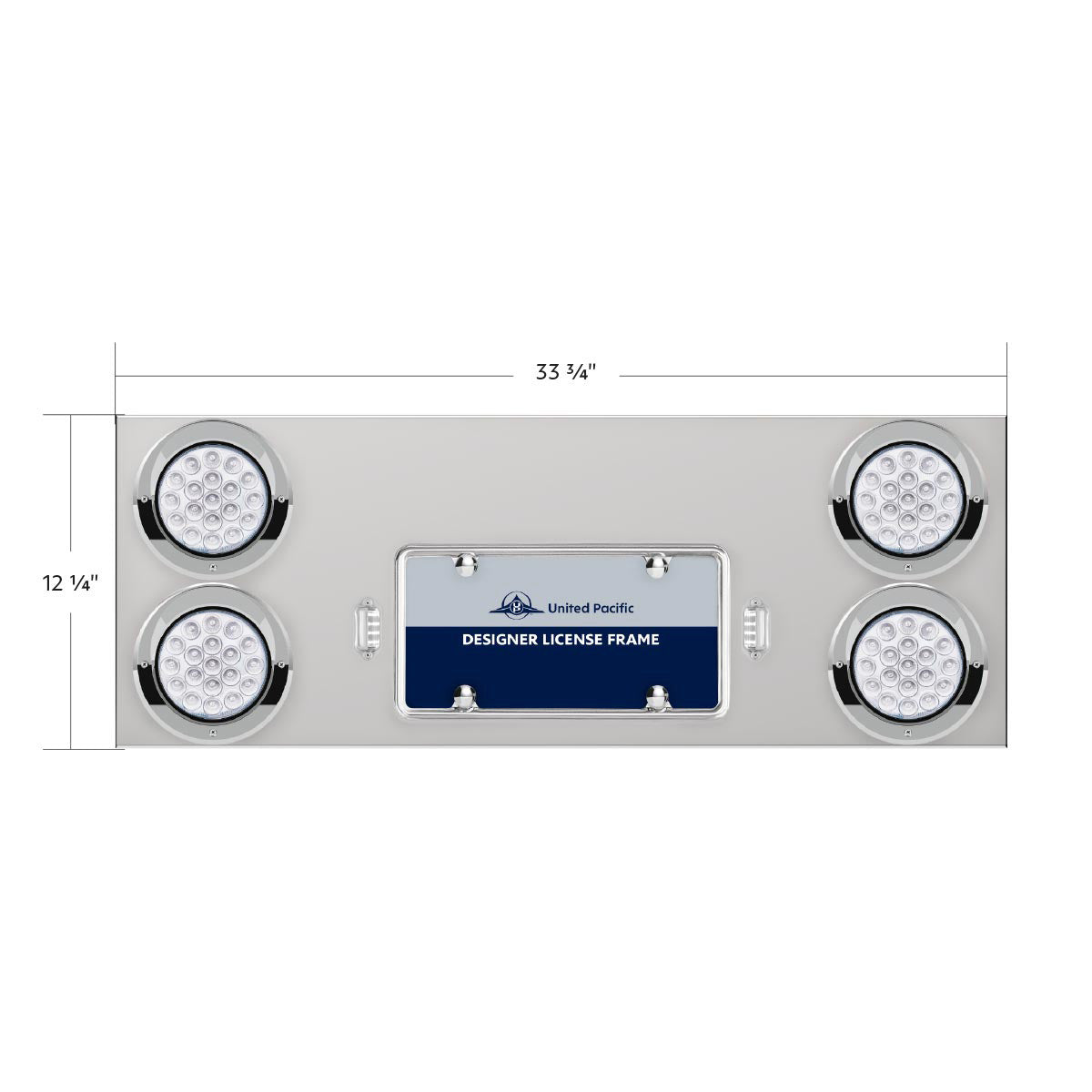 33-3/4" SS Rear Center Panel With 4X 19 LED 4" Double Fury Lights & Visors-Red & White LED