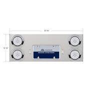 33-3/4" SS Rear Center Panel With 4X 19 LED 4" Double Fury Lights & Visors-Red & White LED
