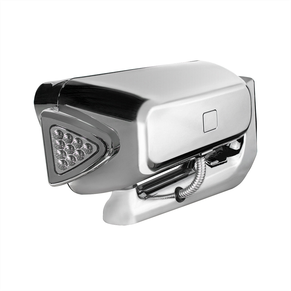 High Power LED Chrome Projection Headlight Assembly With Mounting Arm & Turn Signal - Driver