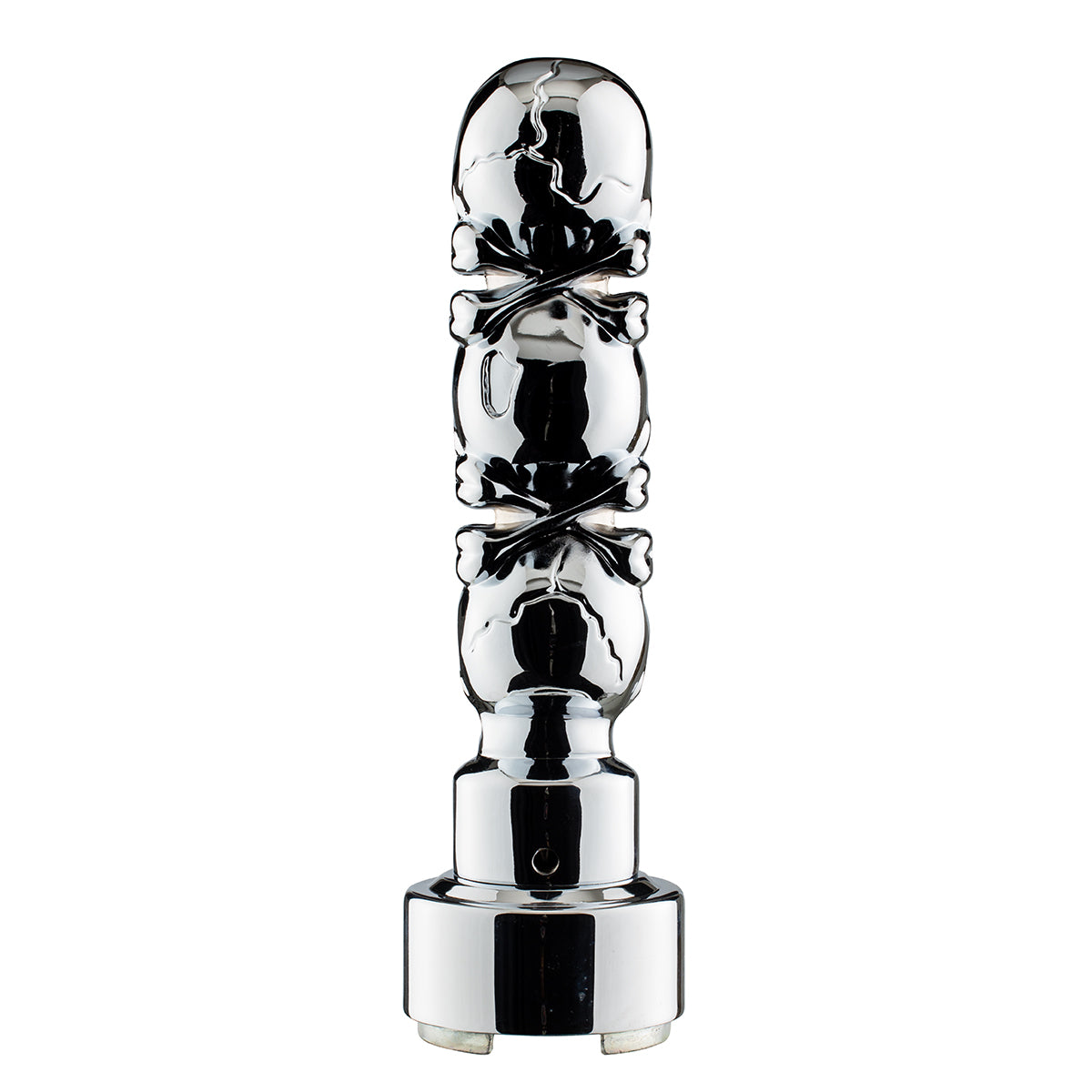 Thread-On 3-Skull Gearshift Knob With Adapter For Eaton-Fuller 13/15/18 Speed Shifter- Chrome