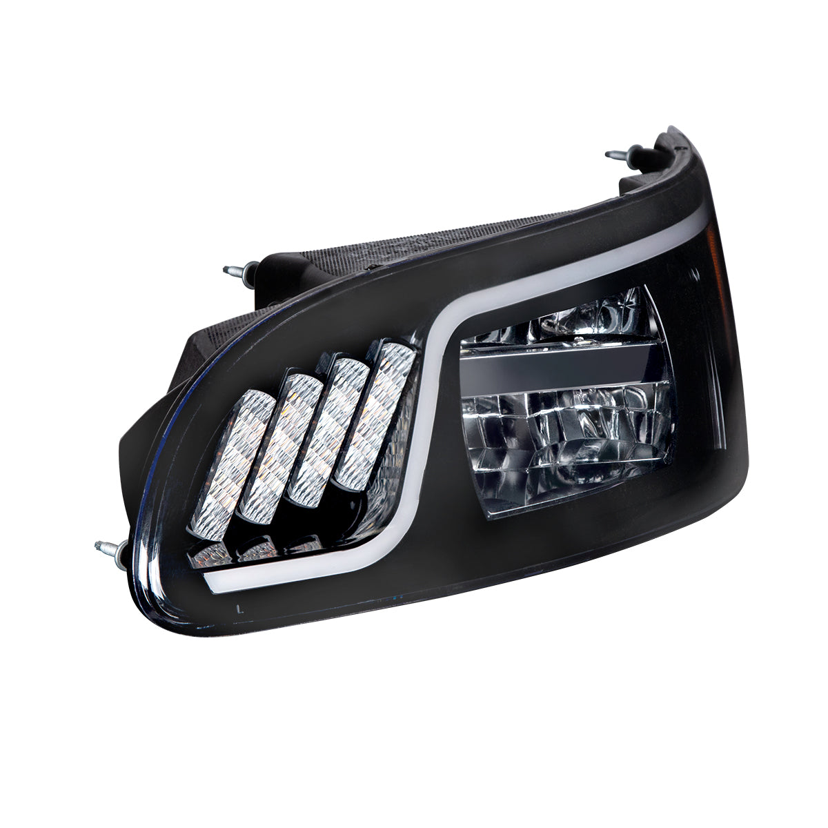 Black LED Headlight With LED Turn, Position, & DRL For Peterbilt 386 (2005-2015) & 387 (1999-2010)- Driver