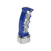 Thread-On Skulls Pistol Grip Gearshift Knob With 13/15/18 Speed Adapter - Indigo Blue/Chrome