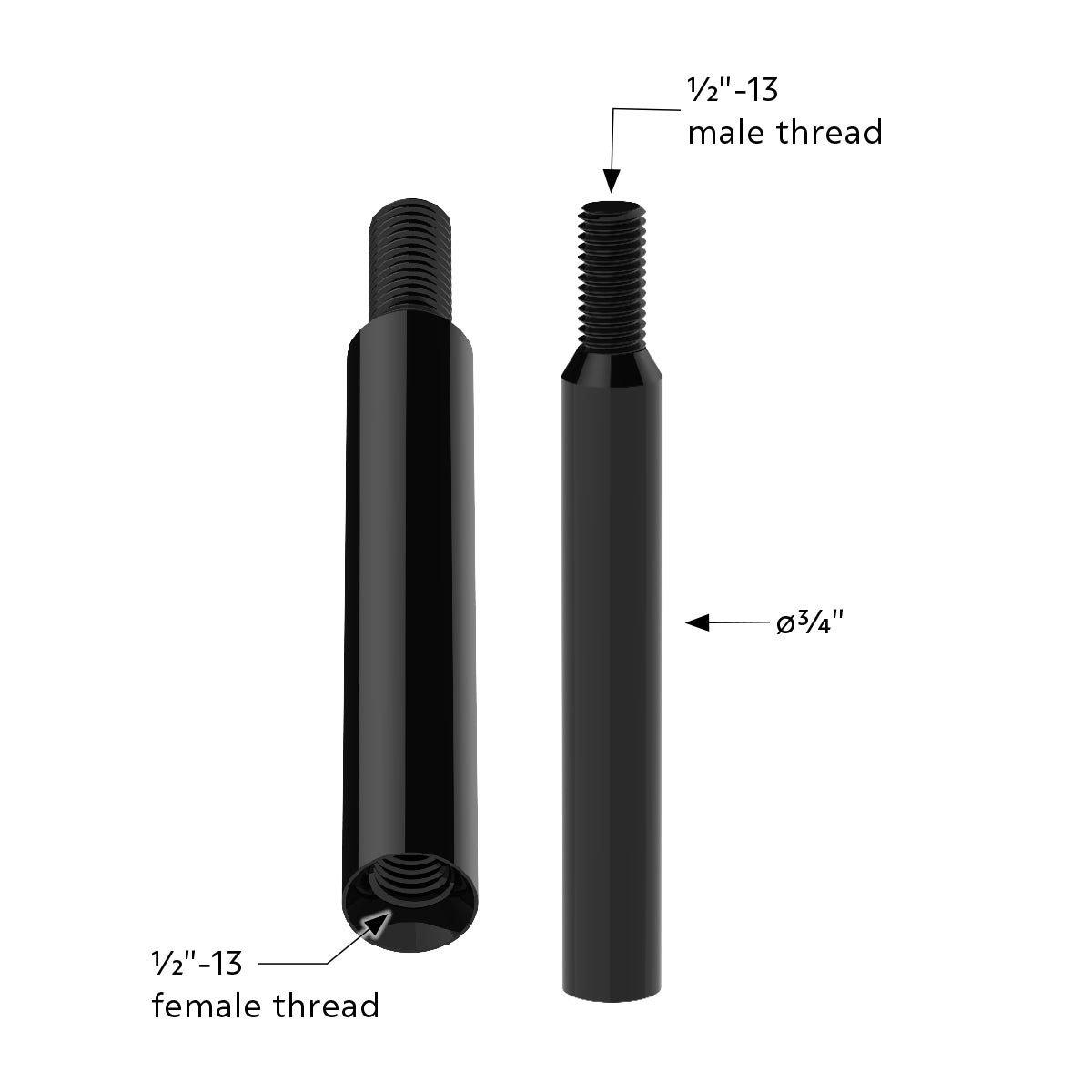 6" Shifter Shaft Extension - Black