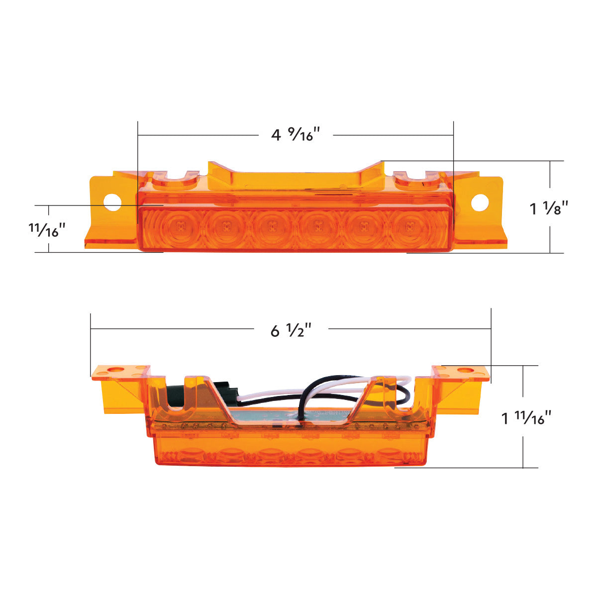 6 LED Competition Series Exterior Visor Light For 1996-2024 Volvo VNL-Amber LED/Amber Lens